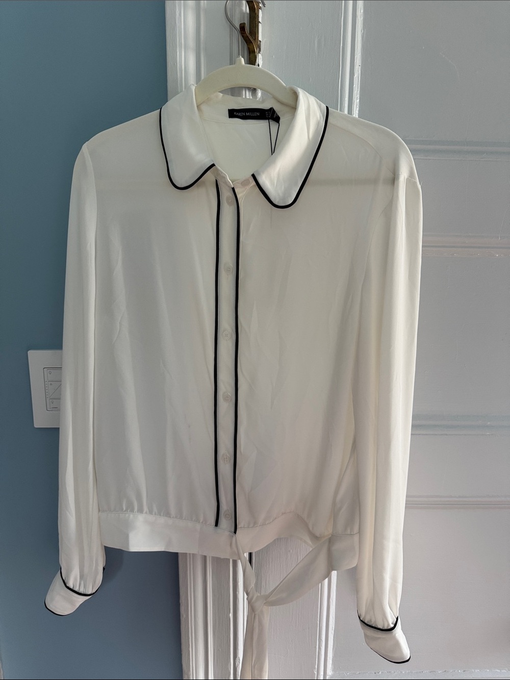 Karen Millen White Blouse with Black Piping